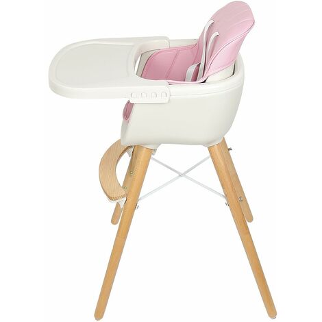 Chaise Haute Bebe 2 En 1 En Bois Avec 3 Hauteurs Et Plateau Reglables Ceinture De