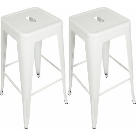 Tabouret De Bar Mi Hauteur Empilable 76 43 43 Cm Lot De 2 Blanc