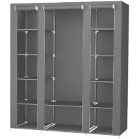 Armoire De Rangement Penderie De Vetement Pliable En Toile Xl 110 X 45 X 175 Cm Gris Lsf007g