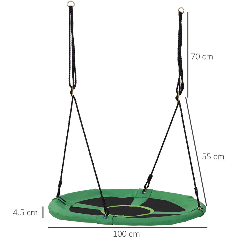 HOMCOM Altalena Rotonda Per Bambini Tra 3 E 8 Anni Interno Ed Esterno Φ100  × 180cm Carico Massimo Di 100kg