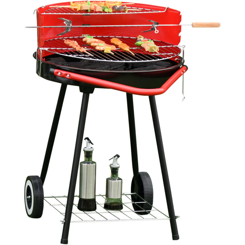 Outsunny Grill Barbecue BBQ a Carbonella Doppia Griglia Nero