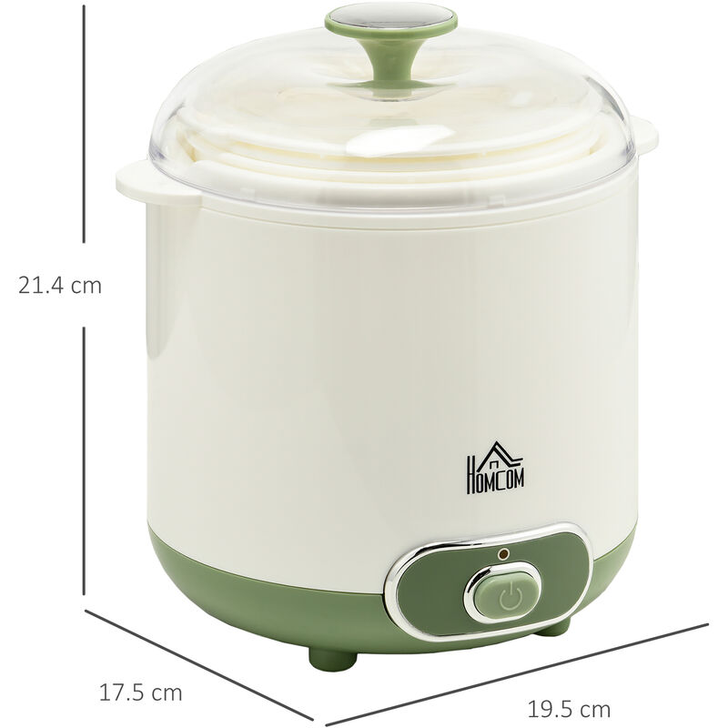 HOMCOM Macchina per Yogurt 30W con 8 Vasetti Temperatura 20-50°C Timer 1-48  Ore