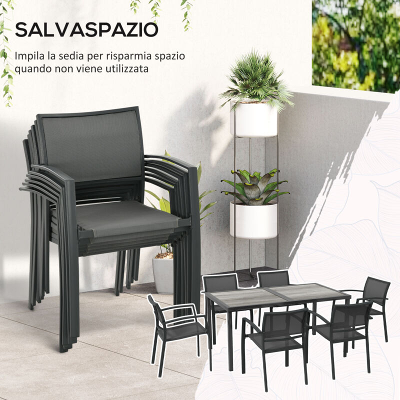 Sedie Pieghevoli Da Esterno Outsunny Set Giardino Pezzi