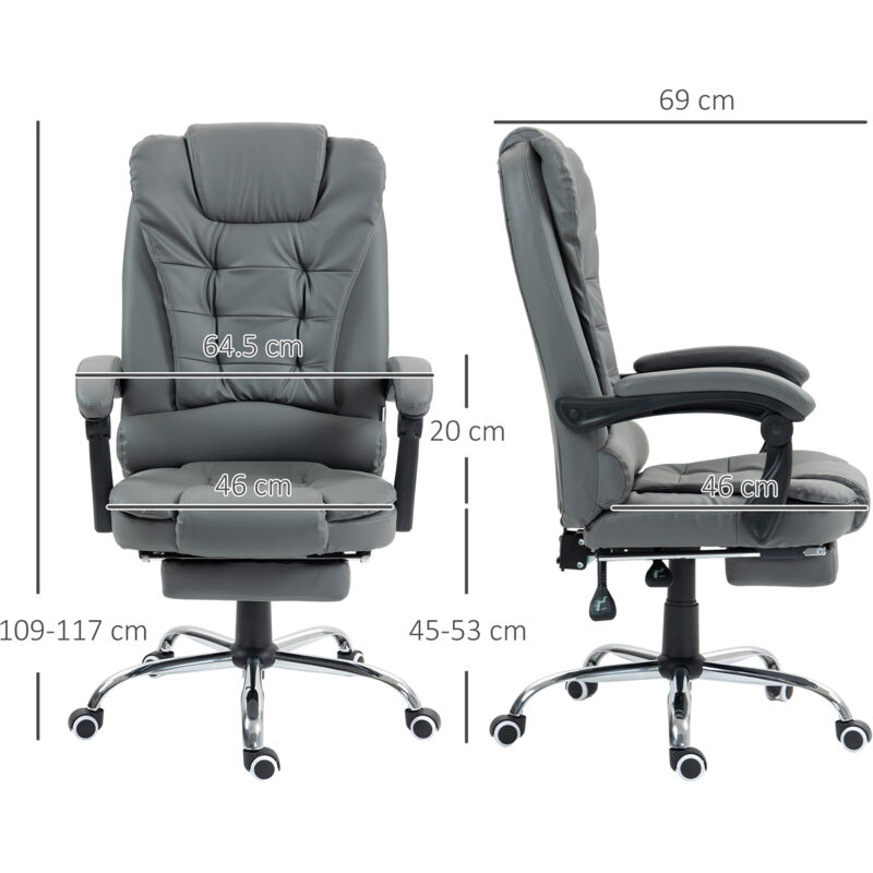 Sedia Ufficio Ergonomica HOMCOM Con Schienale In Rete, Poggiapiedi E Supporto Lombare Regolabile – Nero - 6