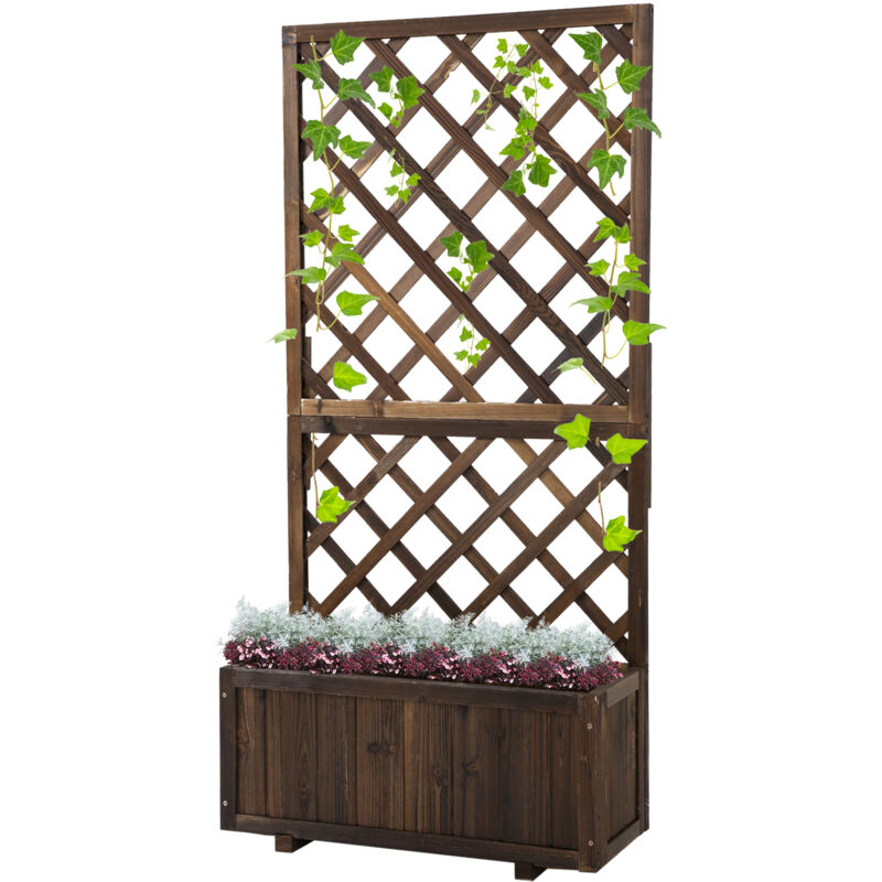 Fioriera Da Esterno A 3 Livelli Outsunny Con Grigliato In Legno - Ideale Per Piante Rampicanti, 95x95x110 Cm - Foto 5