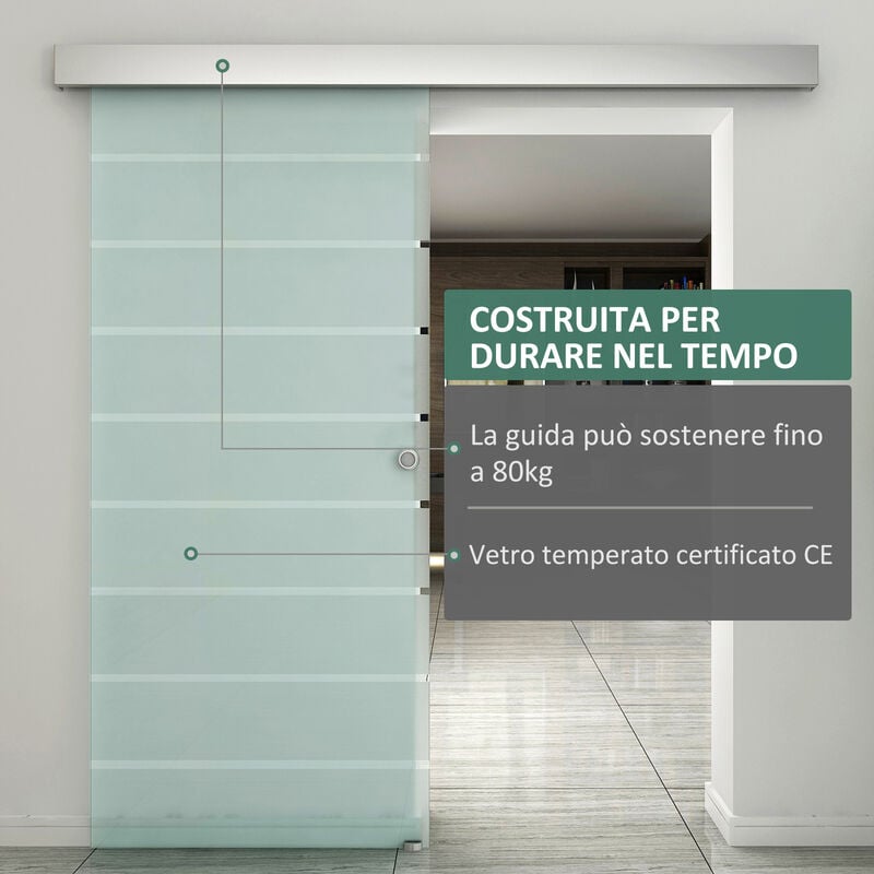 HomCom Porta scorrevole in Vetro Satinato a Strisce, Porte Scorrevoli  Economiche 77.5 x 205cm