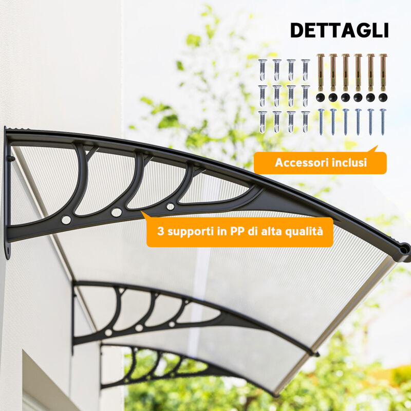 Tettoia per Porta Nera 400x100 cm in Policarbonato - Garden Convenienza
