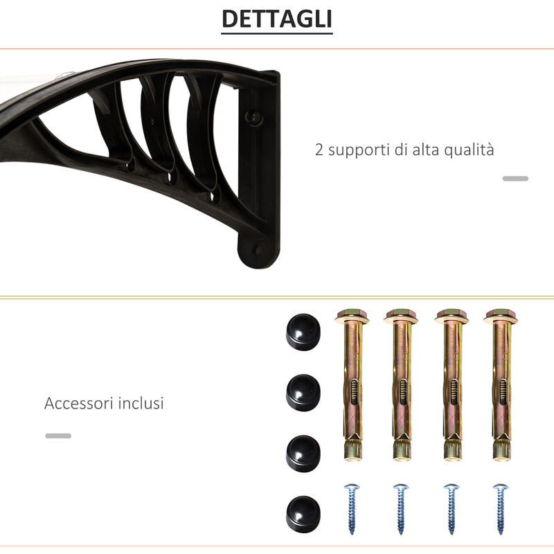 Outsunny 75x120cm Pensilina Tettoia per Balcone Porta e Finestra