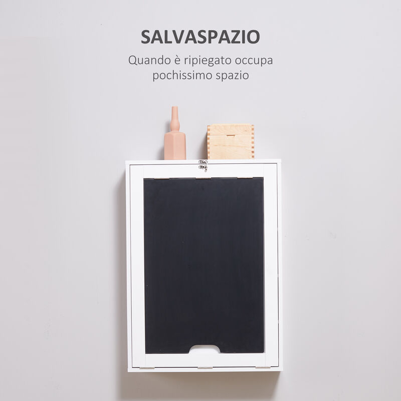 Homcom Tavolo Pieghevole Scrivania con 4 Scompartimenti, Rovere e Bianco  169x62x75cm