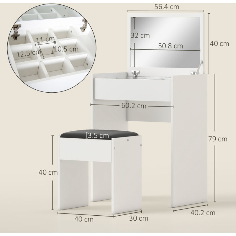 HOMCOM Tavolo Per Trucco Bambne Con Sgabello E Speccho Rosa | Aosom