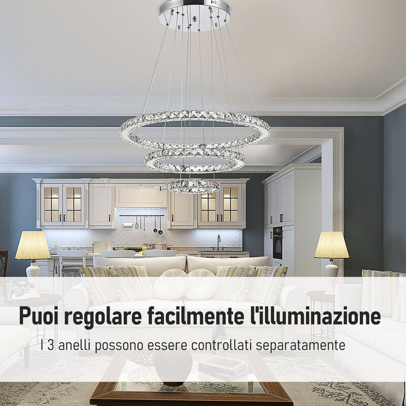 Lampadario a soffitto moderno con cilindri in ottone e vetro