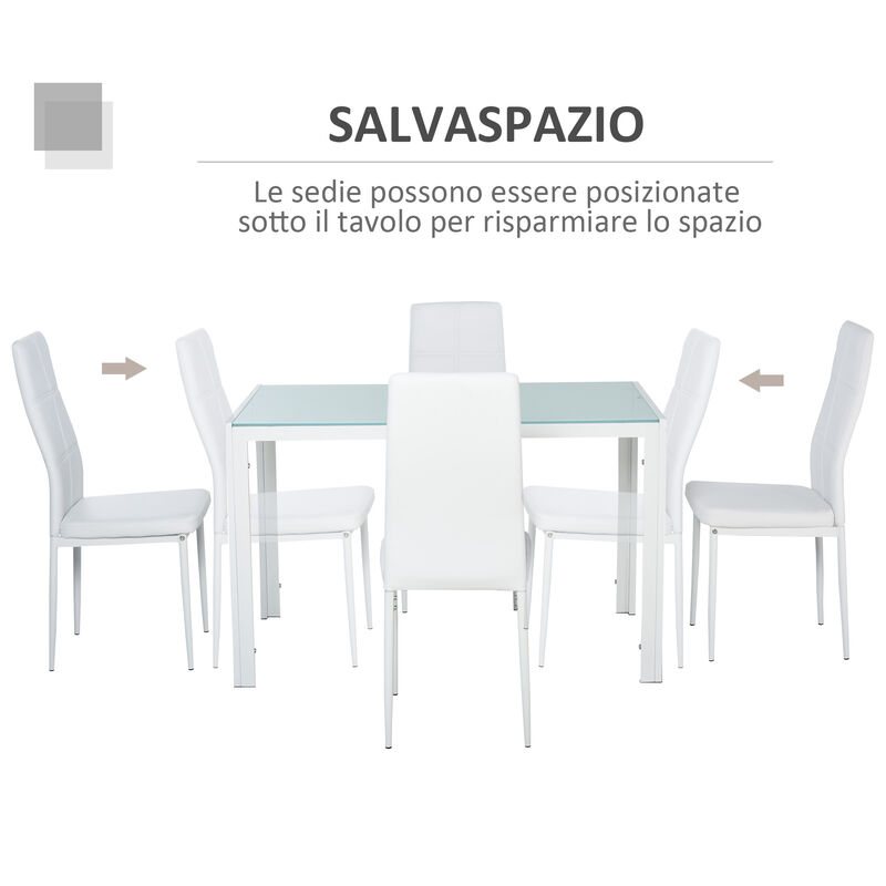 HOMCOM Set 5 Pezzi 1 Tavolo da Pranzo e 4 Sedie per Cucina e