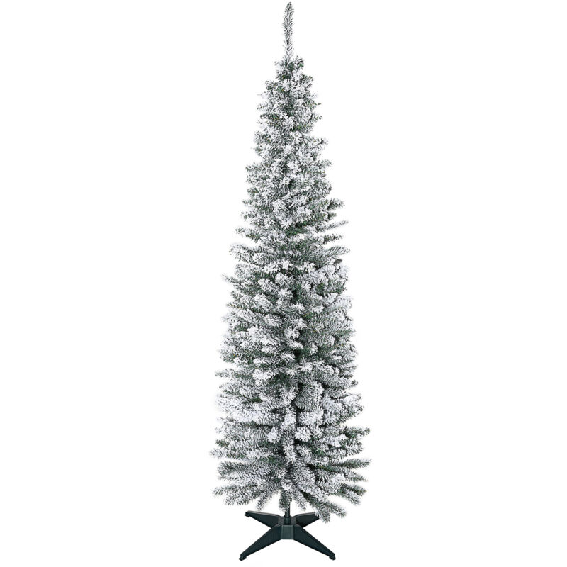 HOMCOM Albero di Natale Artificiale Innevato 180cm Base in Metallo