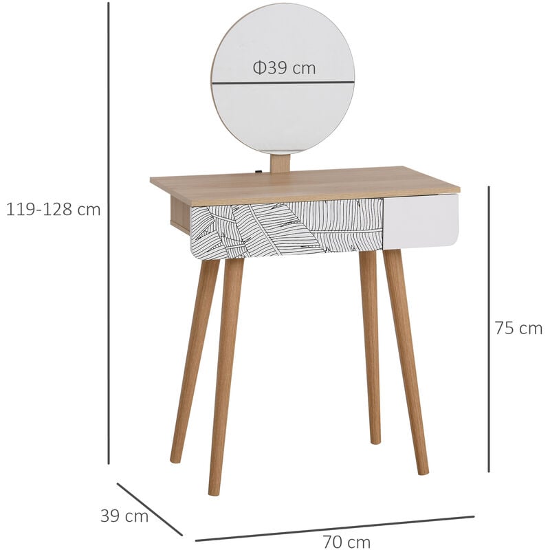 HOMCOM Postazione Trucco con 3 Specchi Pieghevoli, Tavolo Makeup in Legno  Bianco con 5 Cassetti - 111x56.2x141.3cm Specchi