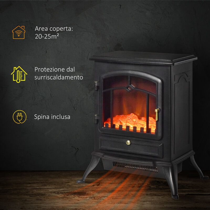 Camino Elettrico da Terra con Effetto Fiamma Potenza 950W/1850W 