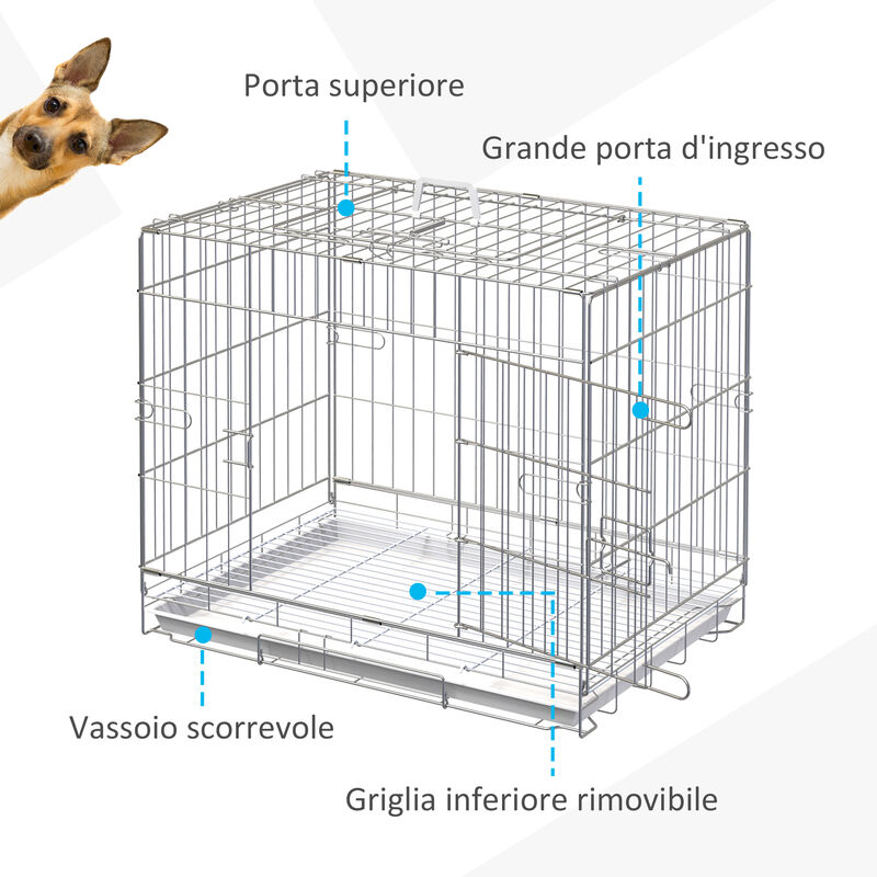 PawHut Gabbia per Cani Pieghevole Kennel cane con Doppia Porta