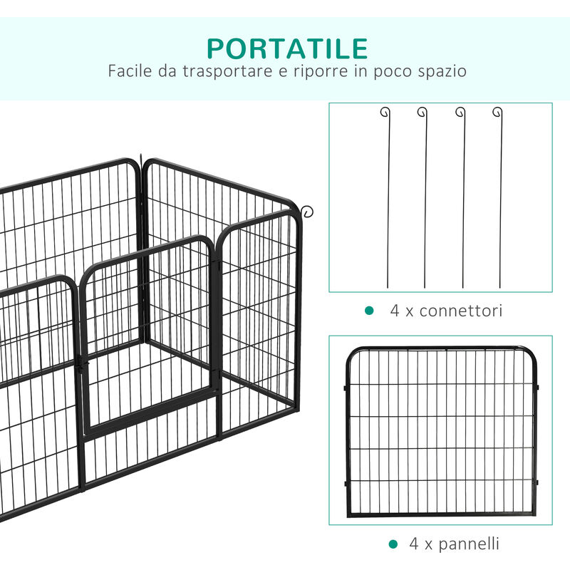 PawHut Recinto Modulare per Animali Domestici 125x80x70cm