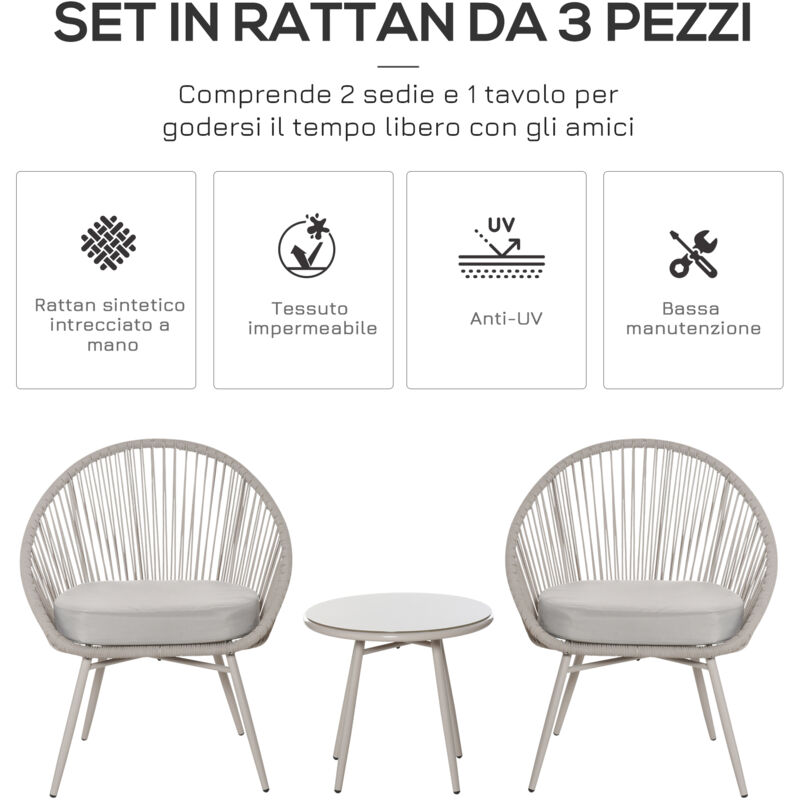 Set Pezzi Tavolino Sedie Set Giardino Pezzi Outsunny