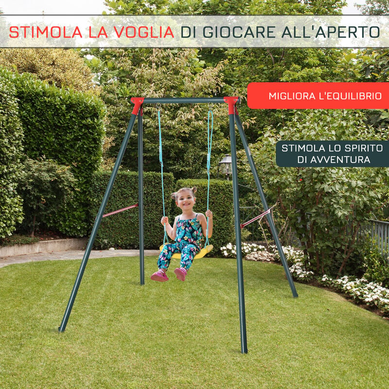 Outsunny Altalena da Giardino con Tenda per Bambini da 3-8 Anni, Ø100cm e  Corde Regolabili, Blu