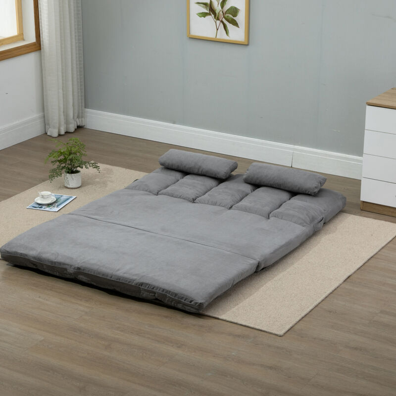 HOMCOM Divano Letto Singolo in Similpelle e Acciaio con Seduta Regolabile  in 5 Posizioni, 105x80x78 cm, Grigio