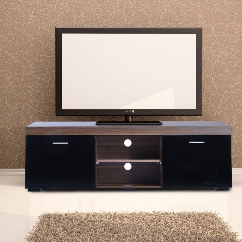 homcom Mobile Porta TV Bianco Lucido Classico con Ante in Legno 120 × 45 × 50cm