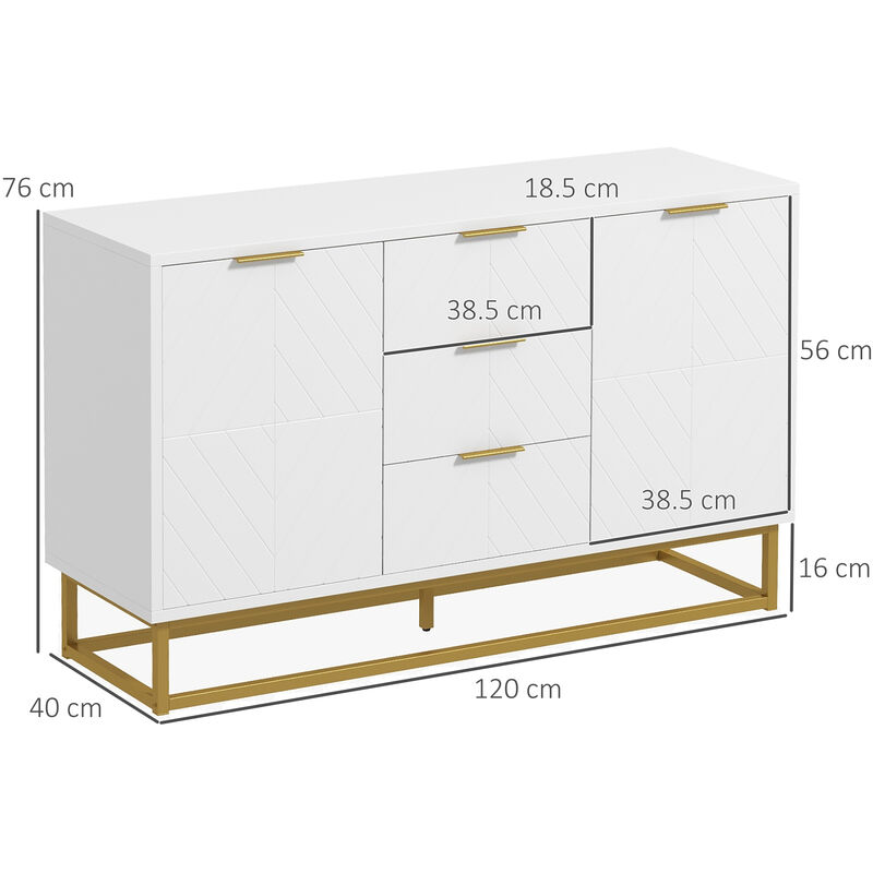 HOMCOM credenza cucina con 3 cassetti 3 ante e ripiani regolabili mobili  ausiliari per sala da pranzo in stile moderno rotolo 101x40x85 cm bianco -  AliExpress