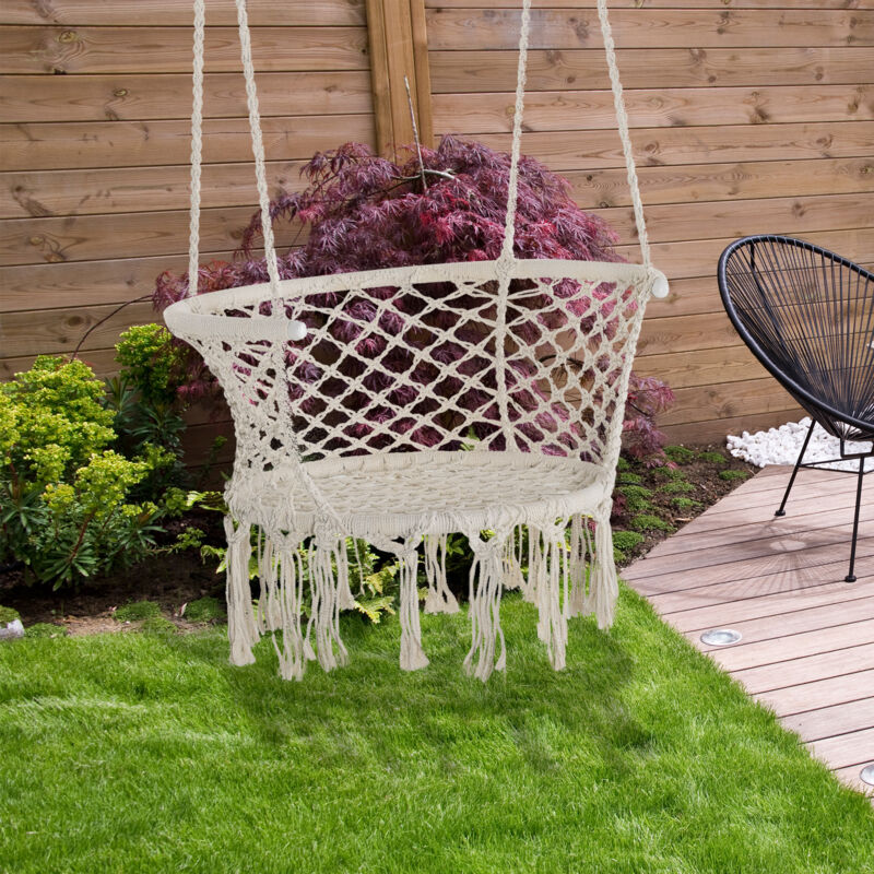 Outsunny Poltrona Da Esterno In Rattan A Goccia Stile Boho Con Cuscino 101x89x156cm Grigio E Beige 89165877