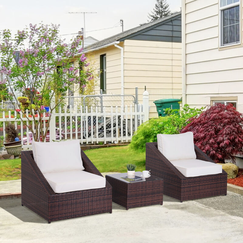 Outsunny Mobili da Giardino set in Rattan Marrone