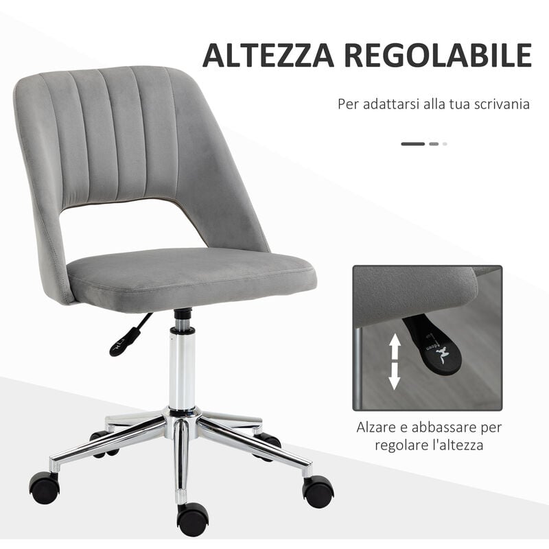 Vinsetto Sedia da Ufficio imbottita Ergonomica Girevole e Altezza Regolabile  - Grigio