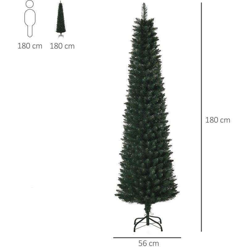 HOMCOM Albero di Natale da 180cm con Pigne Decorative, Base in