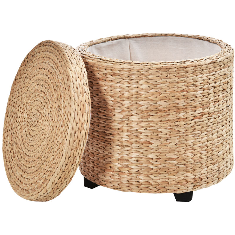 HOMCOM Set di 2 Pouf Poggiapiedi Impilabili Rotondi, Pouf Contenitore Grande da 34.8L, Sgabelli Rotondi Imbottiti con Rivestimento in Velluto, per Soggiorno e Camera da Letto, Rosa