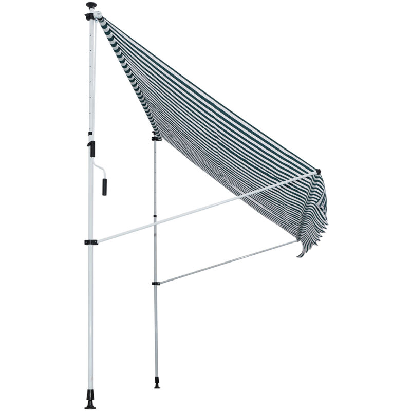 Outsunny Tenda da Sole 3x1.5m Telescopica a Parete Avvolgibile Bianco e  Verde