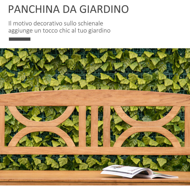 Panchina Da Giardino 2 Posti In Legno Di Abete - 143x51x85 Cm, Design A Doghe Con Schienale Curvo - Foto 7