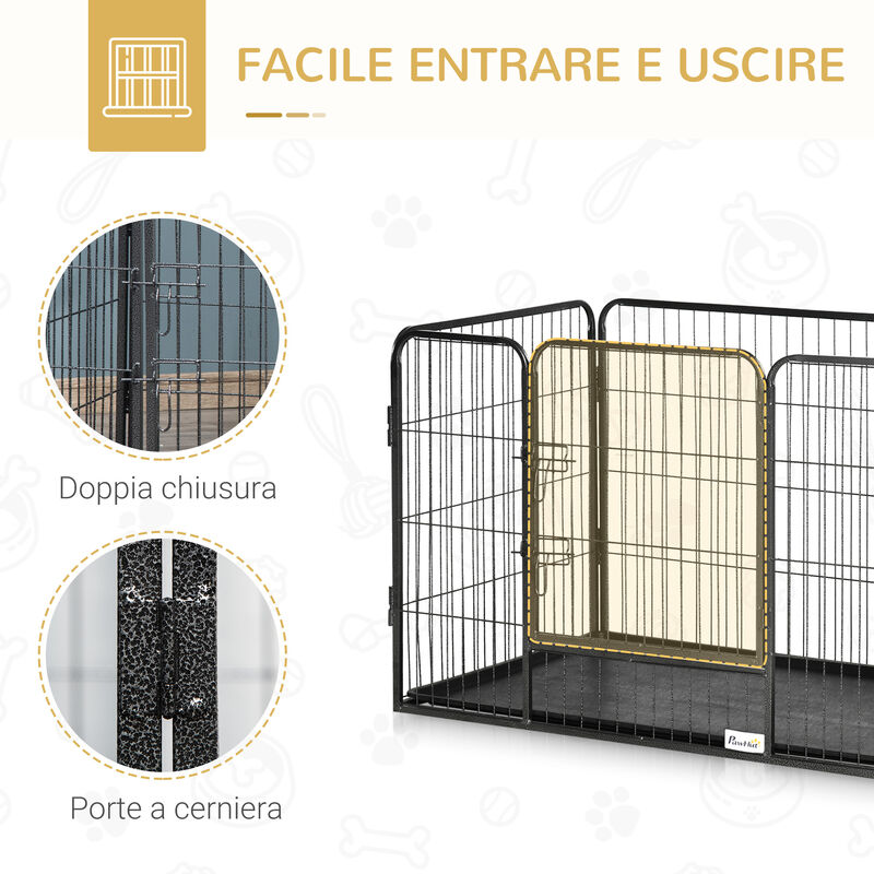 PawHut Box per Cani, Recinto per Animali Domestici con 6 Pannelli