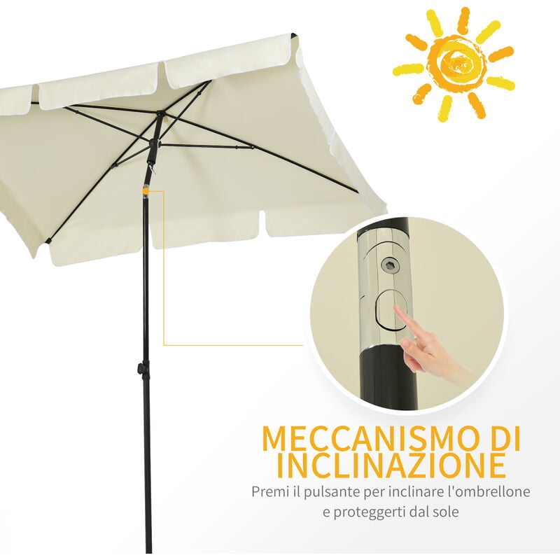 Outsunny Ombrellone da Spiaggia e da Giardino Φ220cm con Tenda Parasole,  Poliestere e Metallo, Verde Scuro e Bianco Parasole