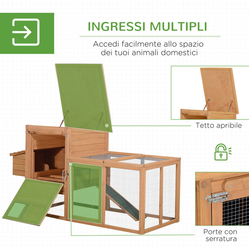 Pollaio Gabbia per Galline da Esterno con Zona di Corsa e Nido in Legno -  PawHut - Idee regalo