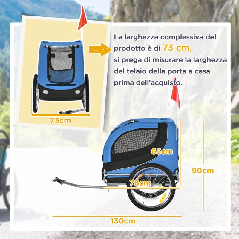 PawHut Carrello per Cani e Rimorchio Bici 2 in 1 con Ingresso a