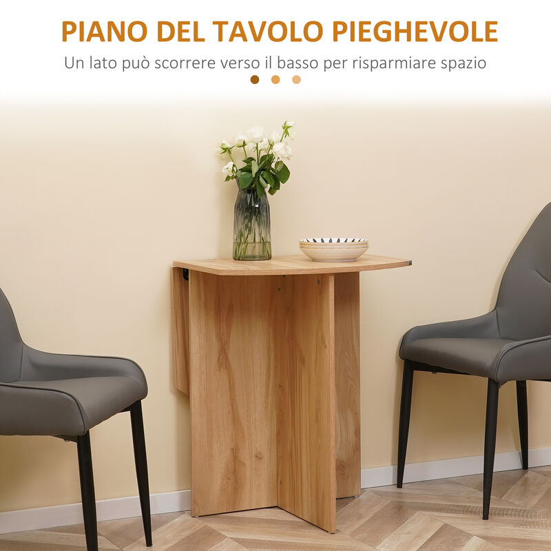 EASYCOMFORT Tavolino a Muro Pieghevole Salvaspazio in MDF e Telaio in  Metallo Color Legno, 60x40x20cm
