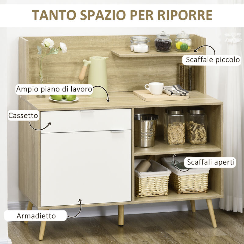 EASYCOMFORT Credenza Cucina con Armadietti a 2 Ante e Cassetto in