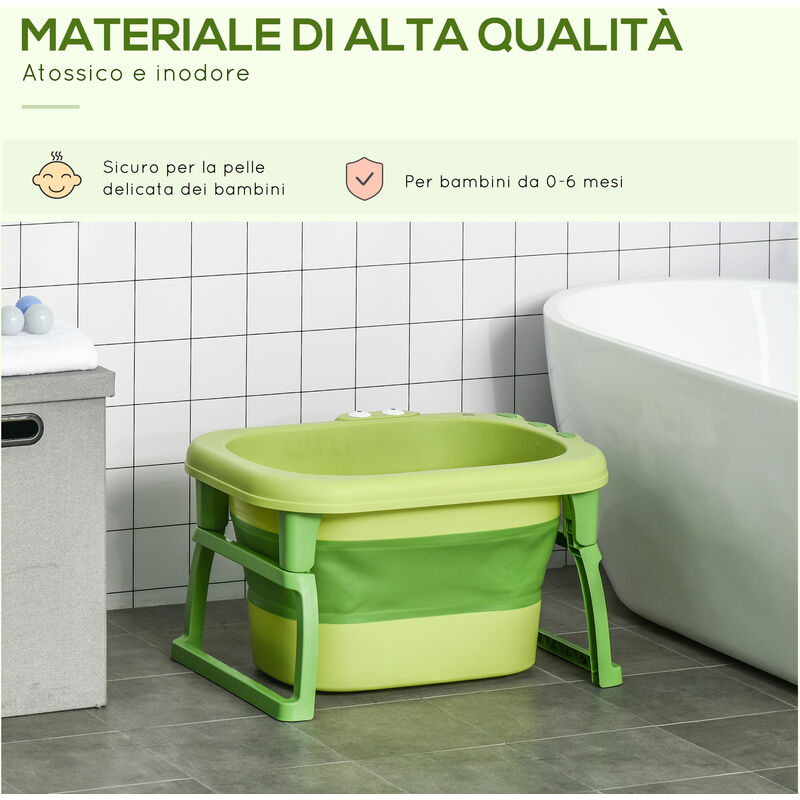 HOMCOM Vaschetta Bagnetto Pieghevole per Neonati e Bambini di 0-6 Anni, in  Plastica Antiscivolo, Blu e Giallo, 75.3x55.4x43cm Anni Giallo