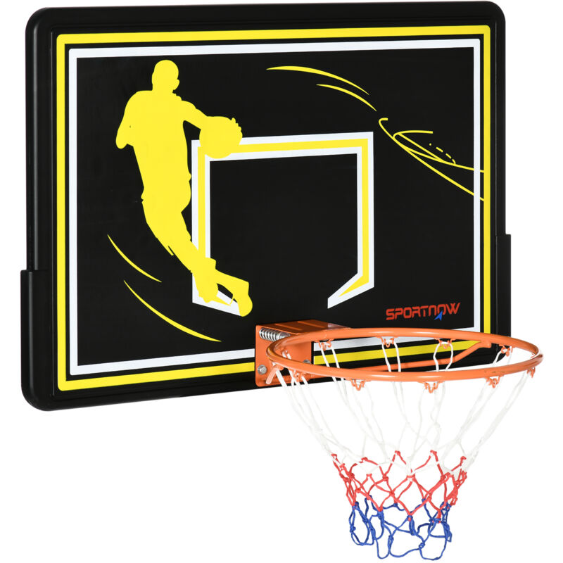 SPORTNOW Canestro Basket per Bambini e Adulti da Indoor Outdoor Nero e  Giallo