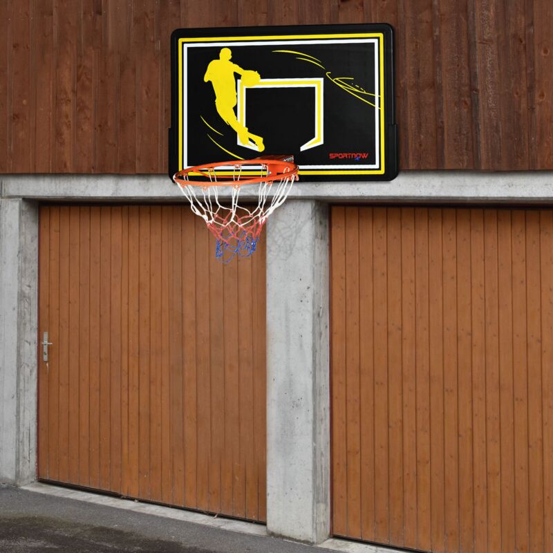 SPORTNOW Canestro Basket in Acciaio, Regolabile in Altezza e portatile con  Tabellone e Ruote, 107x70cm, Nero e rosso
