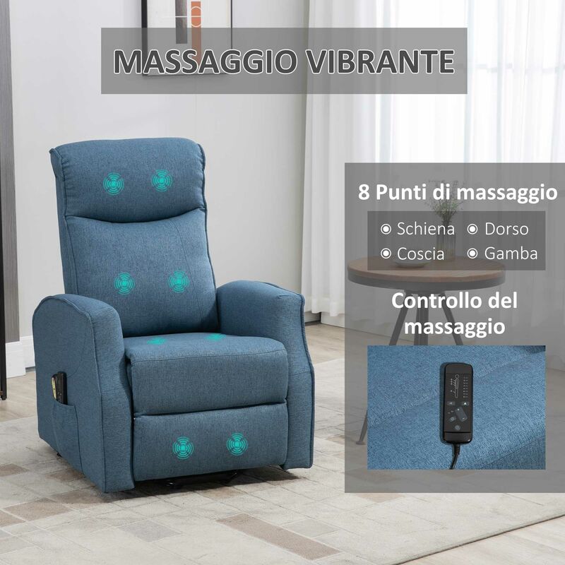 HOMCOM Poltrona Relax Alzapersone con Telecomando Reclinazione e