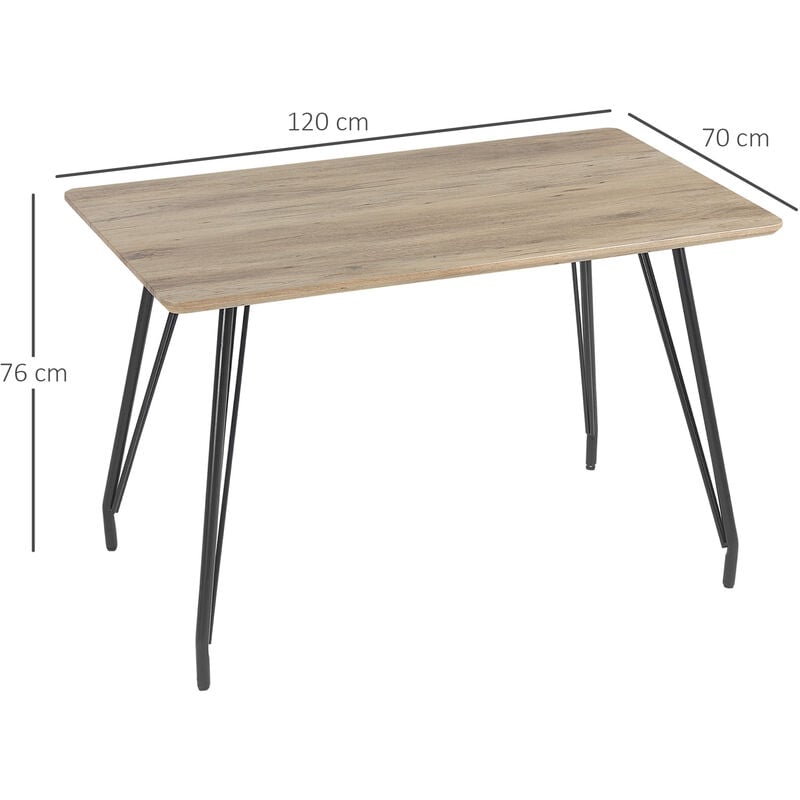 HOMCOM Tavolo da Pranzo 4 persone con Piano Effetto Legno e Gambe in  Acciaio, 120x70x76cm