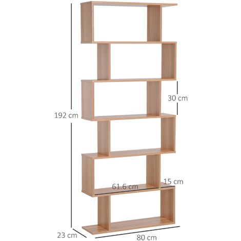 HOMCOM Libreria Design Moderno in Legno con 6 Ripiani per Casa e Ufficio