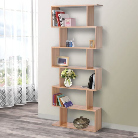 HOMCOM Libreria Design Moderno in Legno con 6 Ripiani per Casa e Ufficio