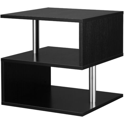 HOMCOM Tavolino a forma S, a 3 livelli con scaffali, 90 x 30 x 61 cm