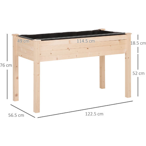 Outsunny Orto Urbano Pensile Tavolo Porta Piante con Fodera per Giardino