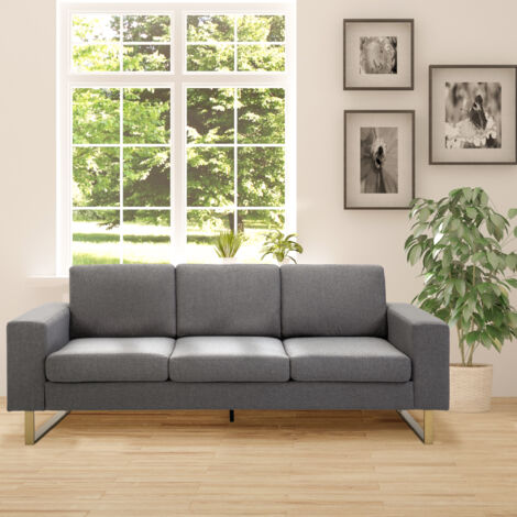 HOMCOM Divano 3 Posti Moderno in Tessuto con Cuscini 200x82x78cm Grigio