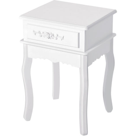 HOMCOM Comodino Tavolino Moderno con Cassetto Mobiletto Multiuso in Legno Bianco